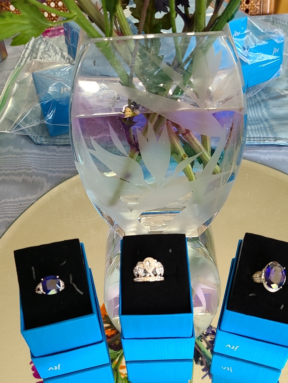 JTV Silver Crown Ring with Clear Stones - White